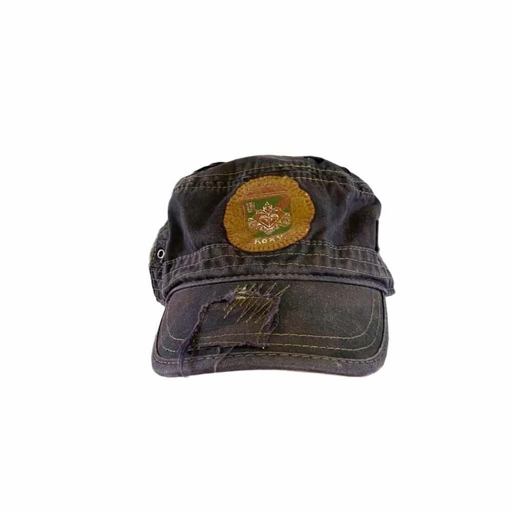 Roxy Cadet Cap Distressed Military Hat Black